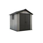 Keter  Oakland 7.5x7 Ft Large Resin Outdoor Shed with Customizable Walls Brown