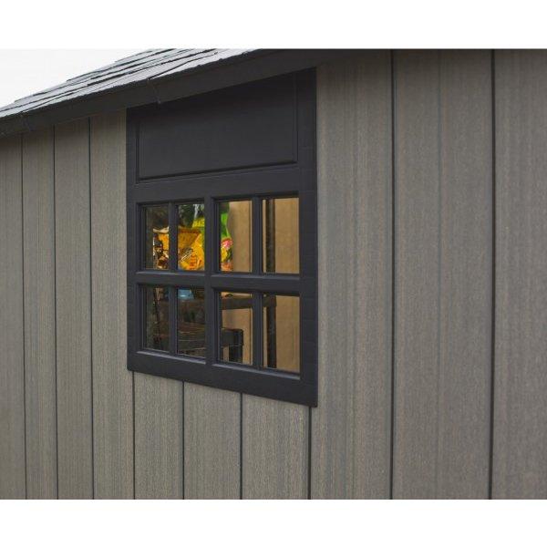 Keter  Oakland 7.5x7 Ft Large Resin Outdoor Shed with Customizable Walls Brown