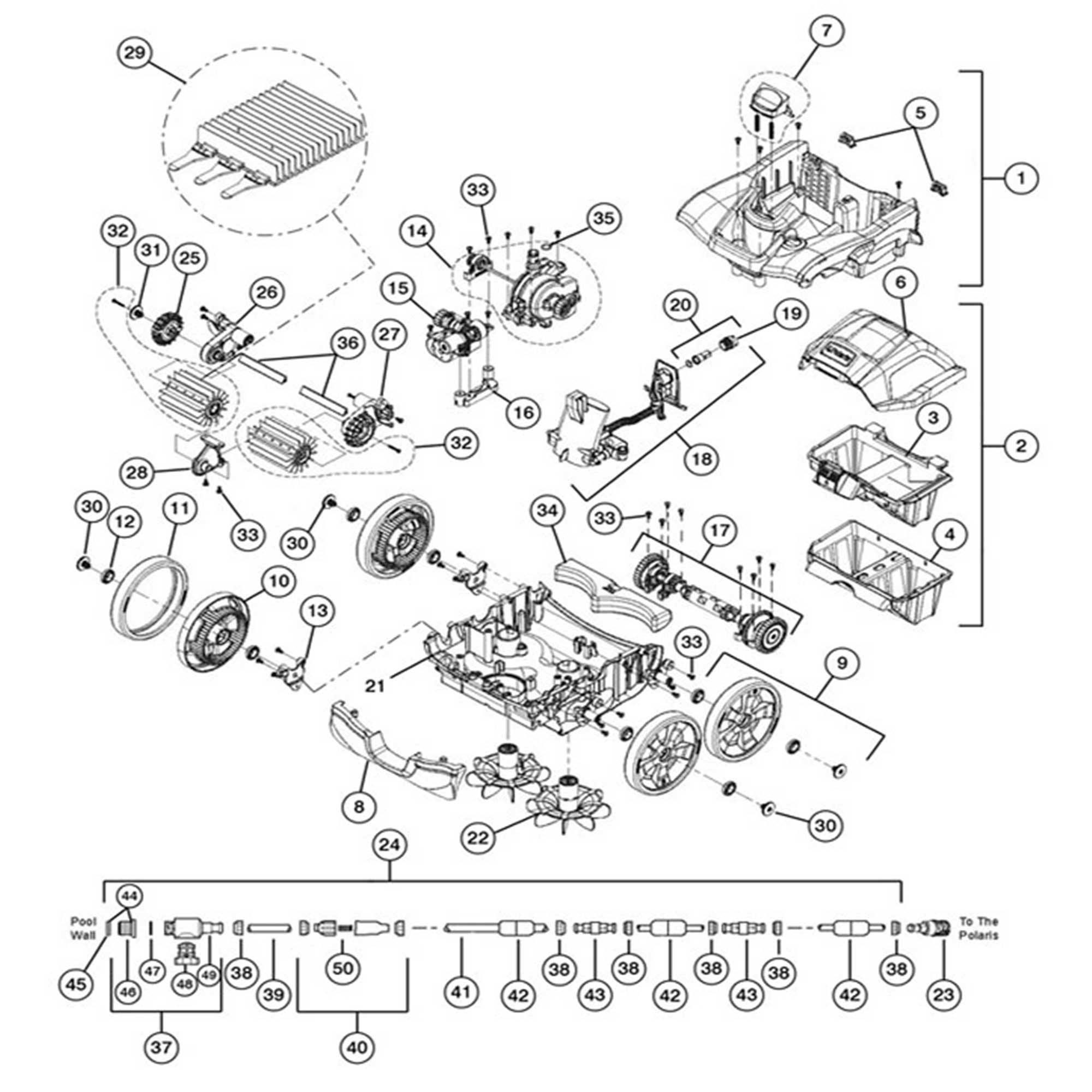 Polaris Quattro P40/Sport Pool Cleaner Parts | Leslie