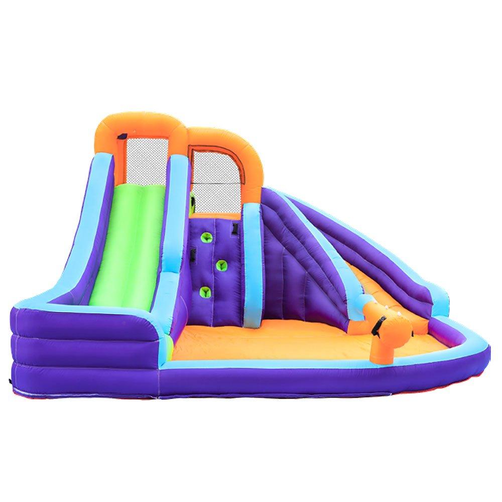 Castle Double Slide with Water Cannon and Climb Wall