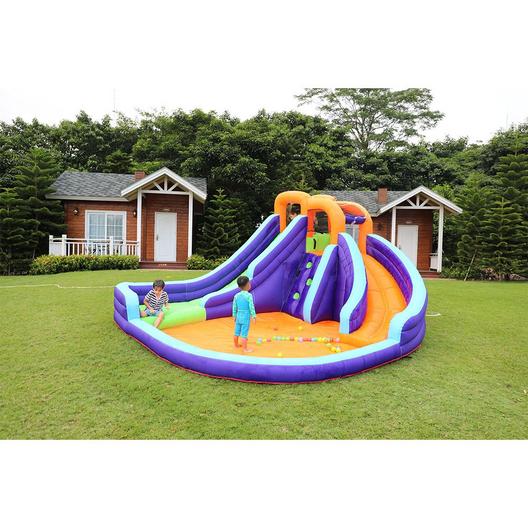 CocoNut Float  Castle Double Slide with Water Cannon and Climb Wall