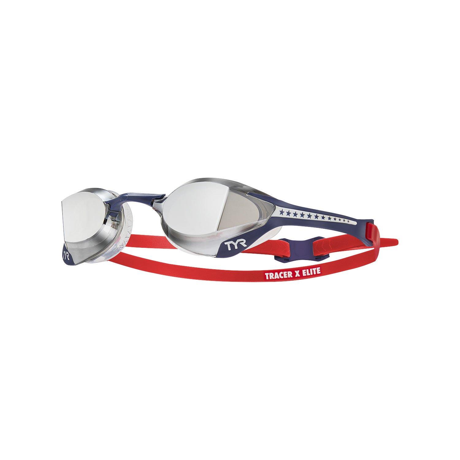 TYR  Tracer X-Elite Racing Swim Goggles Red White Blue