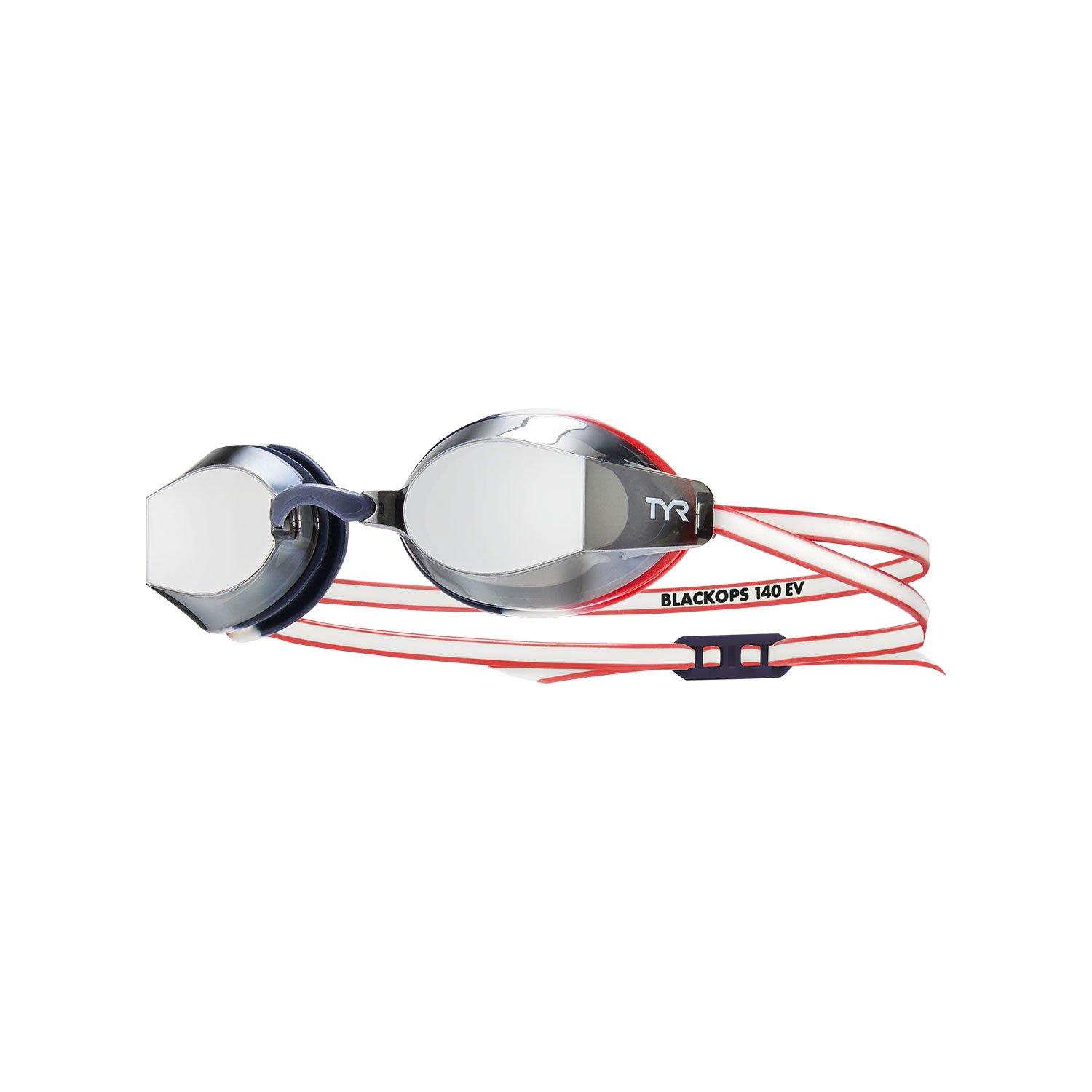 TYR  Black Ops 140 EV Mirrored Swimming Goggles Red White Blue