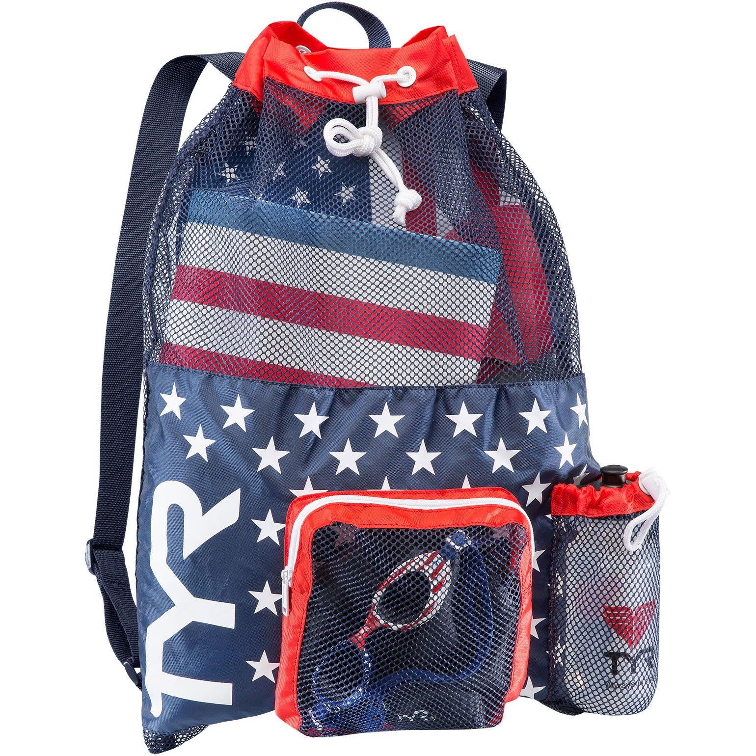 TYR  40L Big Mesh Mummy Backpack Red White Blue