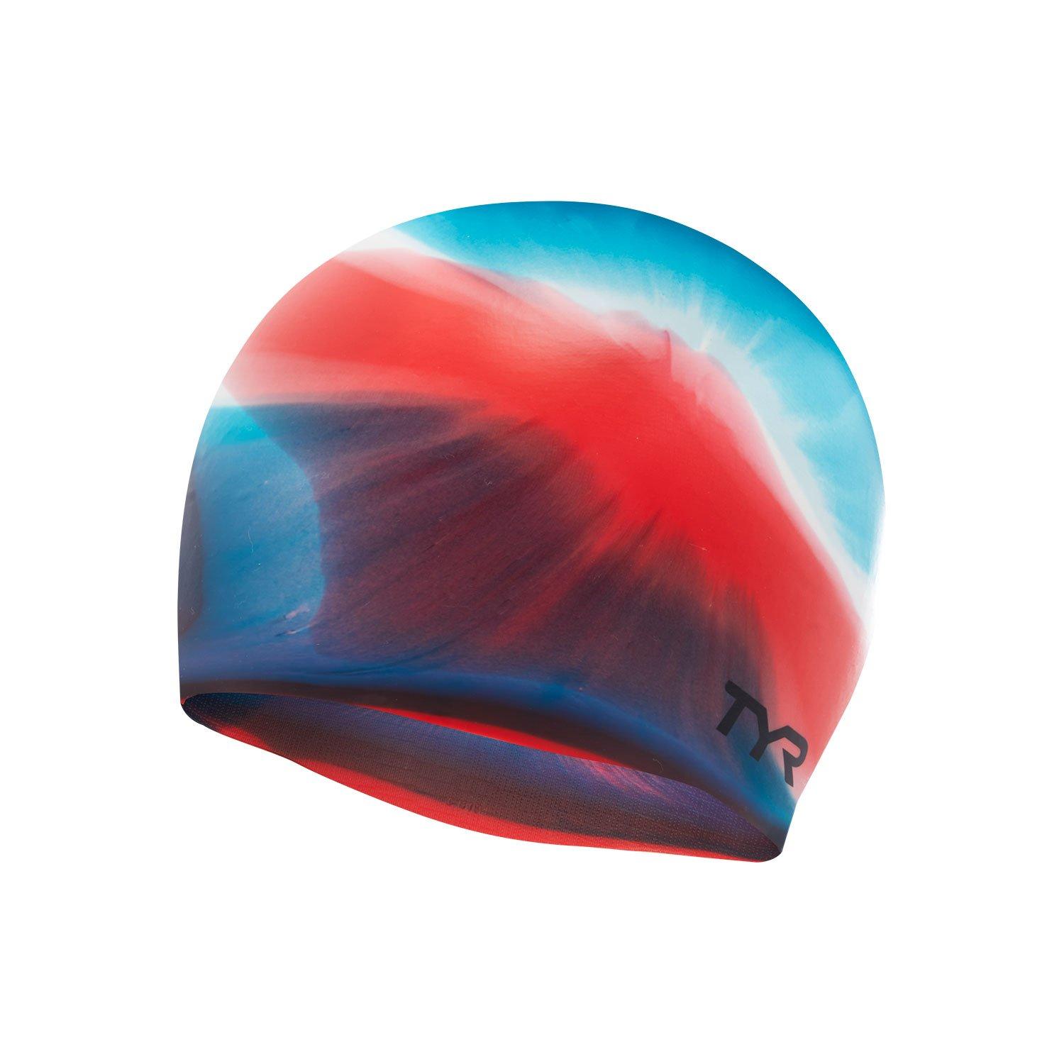 Adult Silicone Swim Cap, Red White Blue