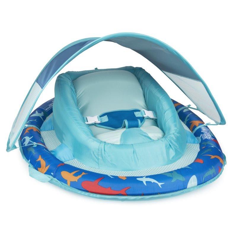 SwimWays  Infant Baby Spring Float with Adjustable Sun Canopy  Blue Shark