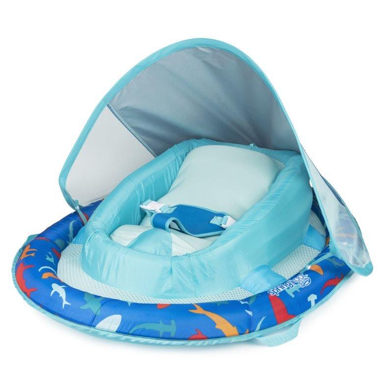 SwimWays  Infant Baby Spring Float with Adjustable Sun Canopy  Blue Shark