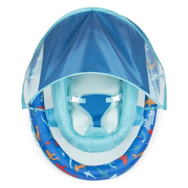 SwimWays  Infant Baby Spring Float with Adjustable Sun Canopy  Blue Shark