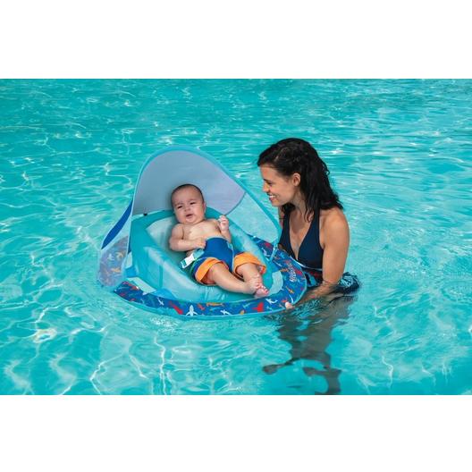 SwimWays  Infant Baby Spring Float with Adjustable Sun Canopy  Blue Shark
