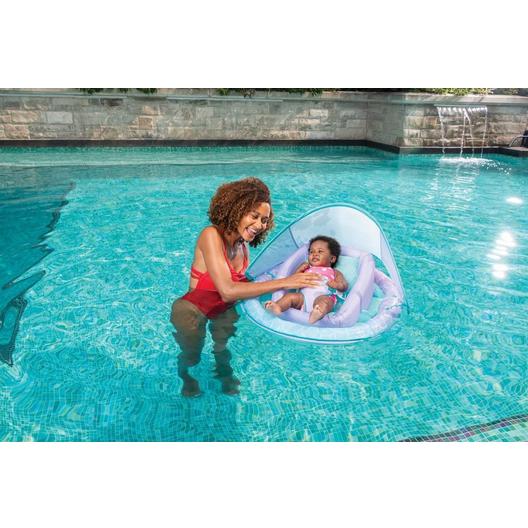 SwimWays  Infant Baby Spring Float with Adjustable Sun Canopy  Light Purple Mermaid