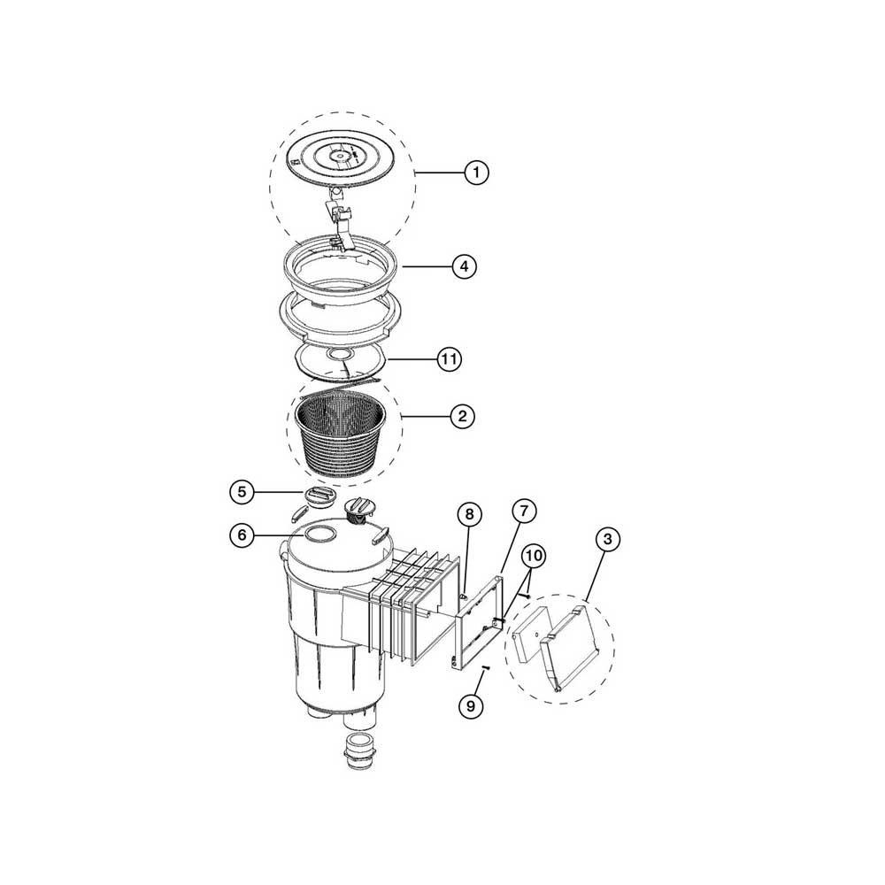 Astral 2" Extended Throat Concrete Skimmer: 17110 Skimmer Parts Breakdown