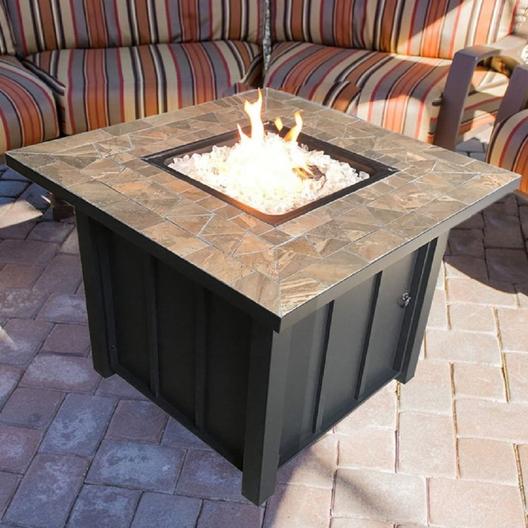 Square Tile Propane Fire Pit 40k Btu, Square Outdoor Fire Pit Tile Table