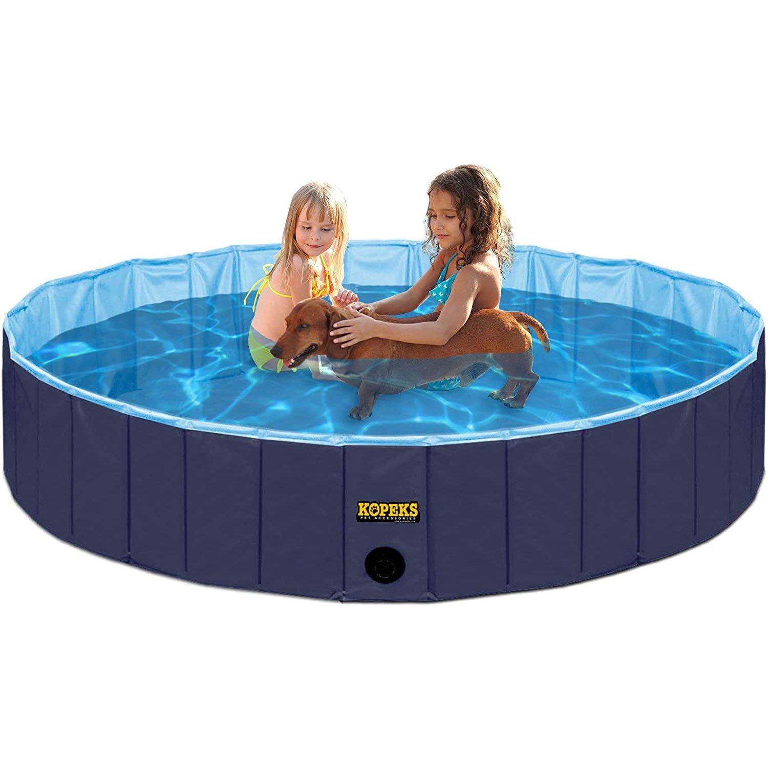 Large Round Portable Pet Pool, Blue, 47 in. x 12 in.