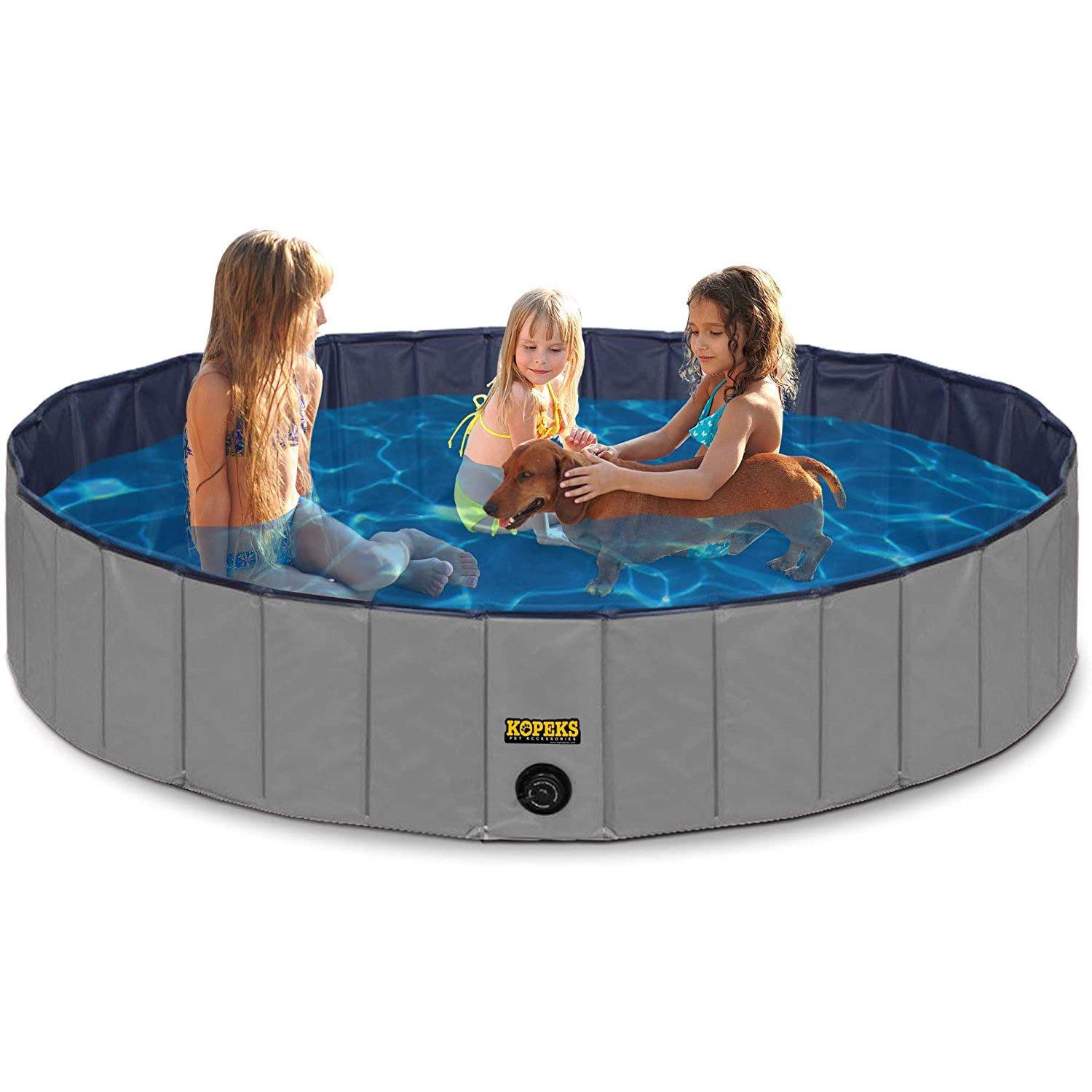 Medium Round Portable Pet Pool, Gray, 32 in. x 8 in.
