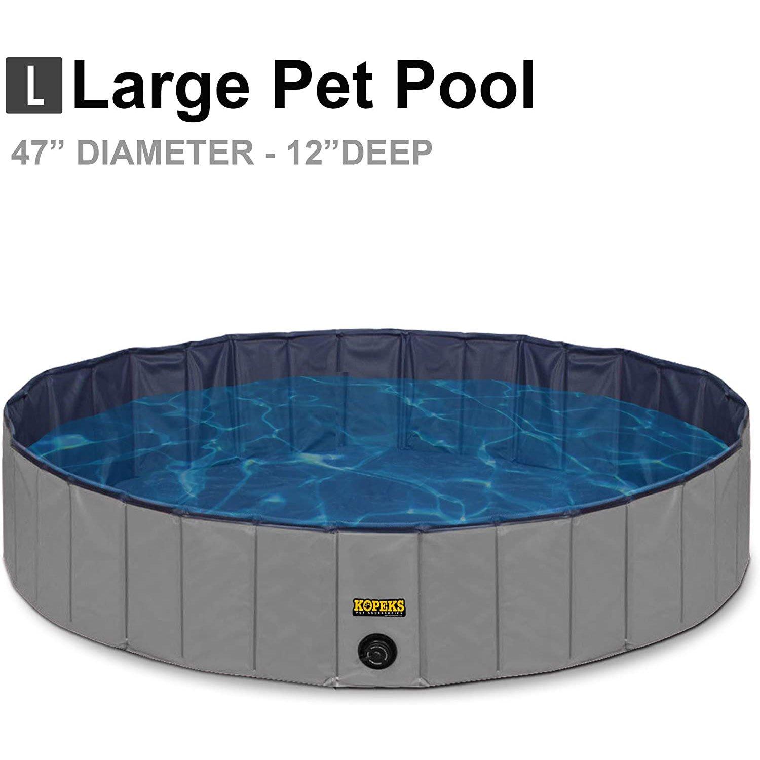 Large Round Portable Pet Pool, Gray, 47 in. x 12 in.