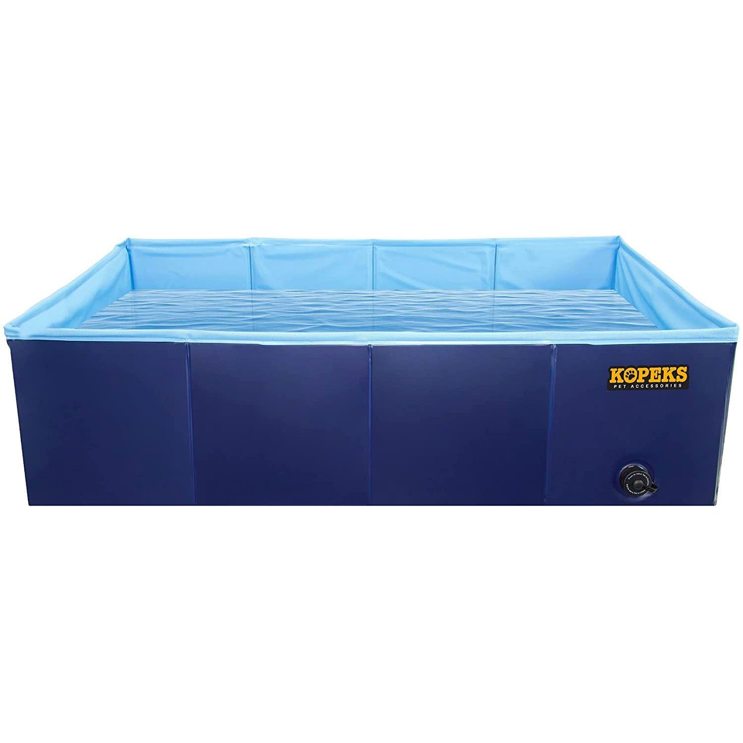Large Rectangular Portable Pet Pool, Blue, 43" x 27" x 12"