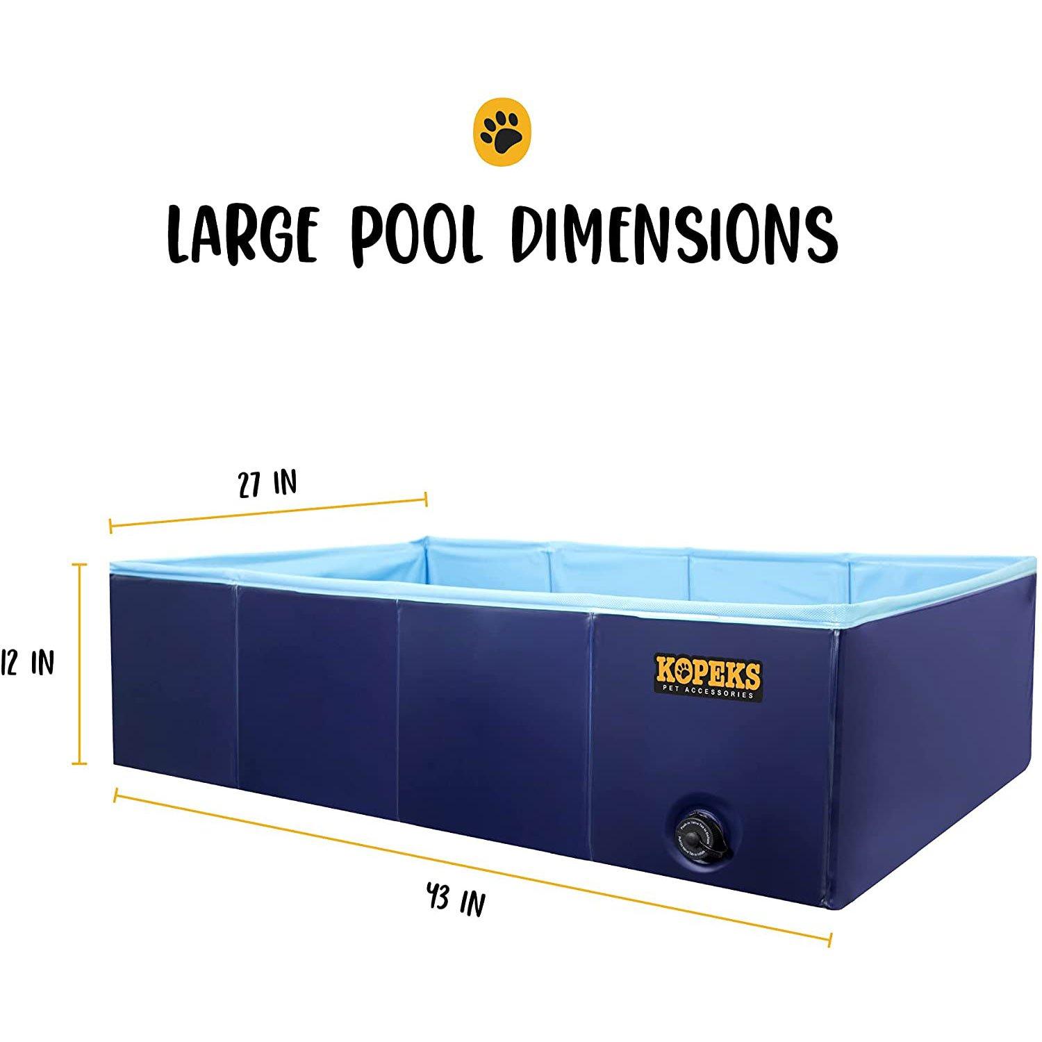 Kopeks  Large Rectangular Portable Pet Pool Blue 43 x 27 x 12"