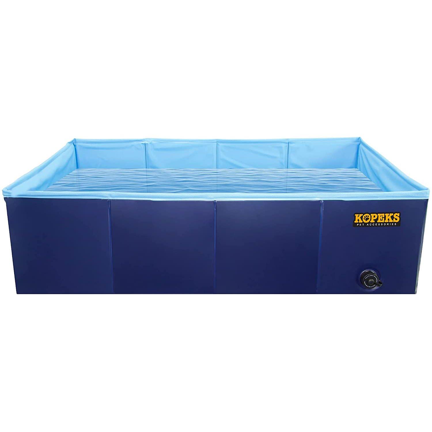 Small Rectangular Portable Pet Pool, Blue, 31" x 20" x 8"