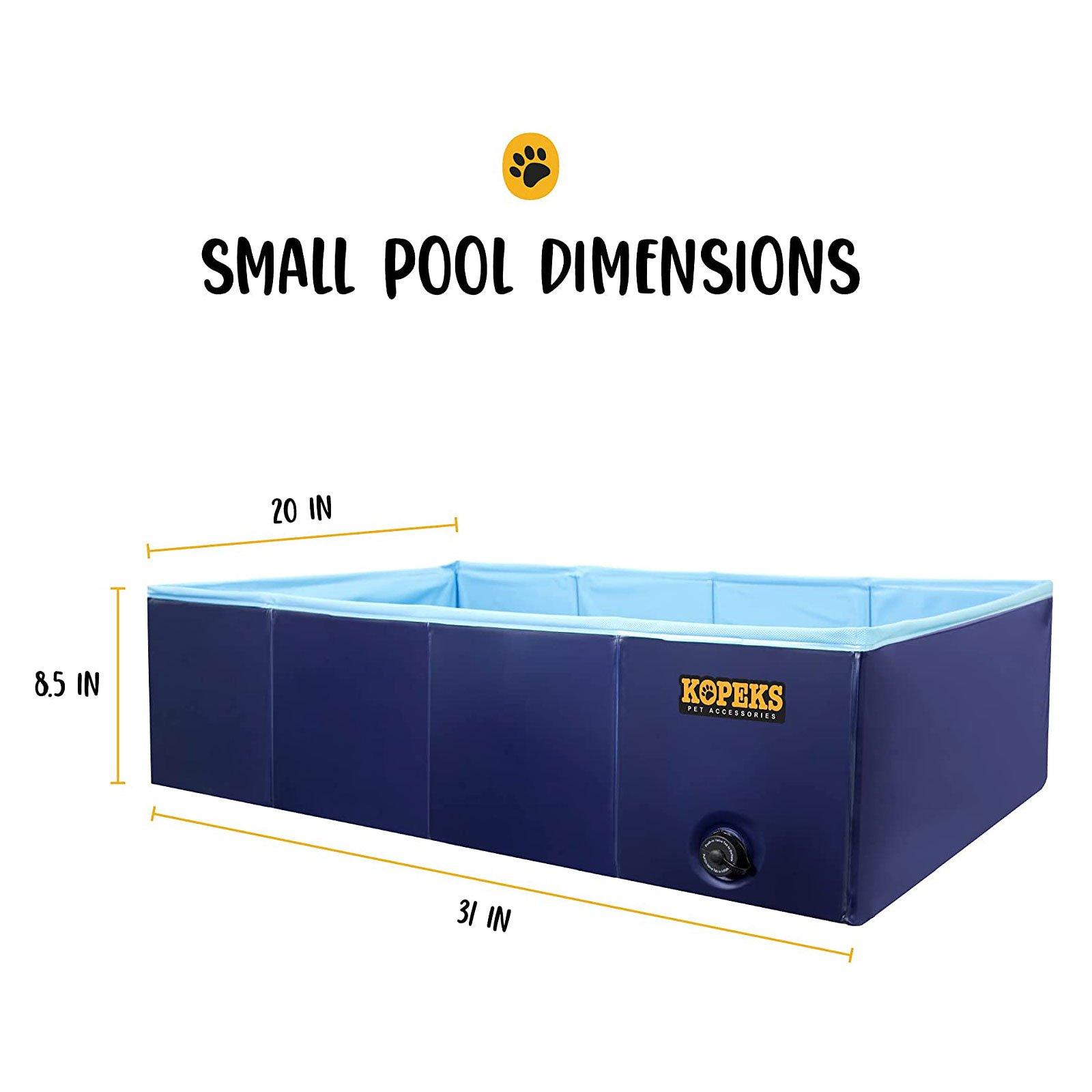 Small Rectangular Portable Pet Pool, Blue, 31" x 20" x 8"