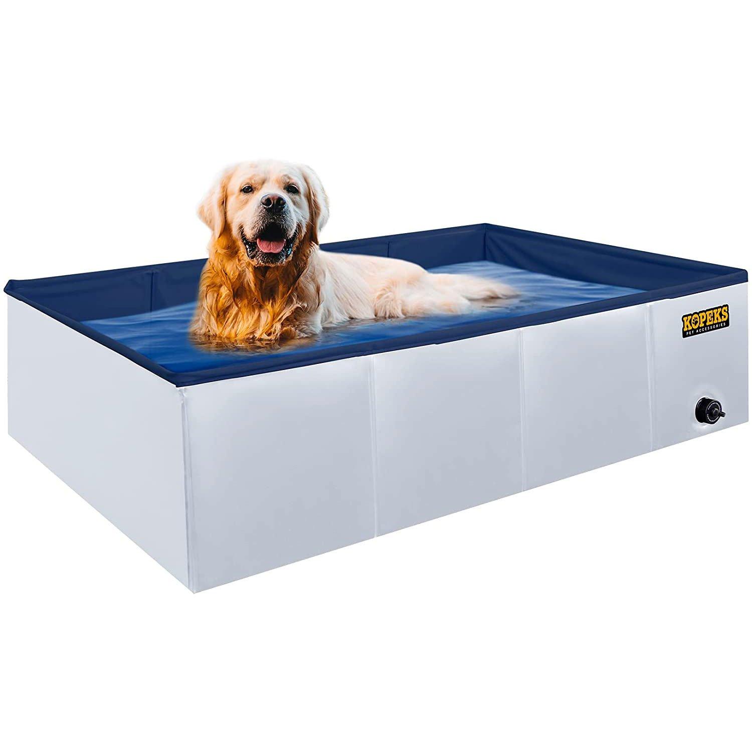Large Rectangular Portable Pet Pool, Gray, 43" x 27" x 12"