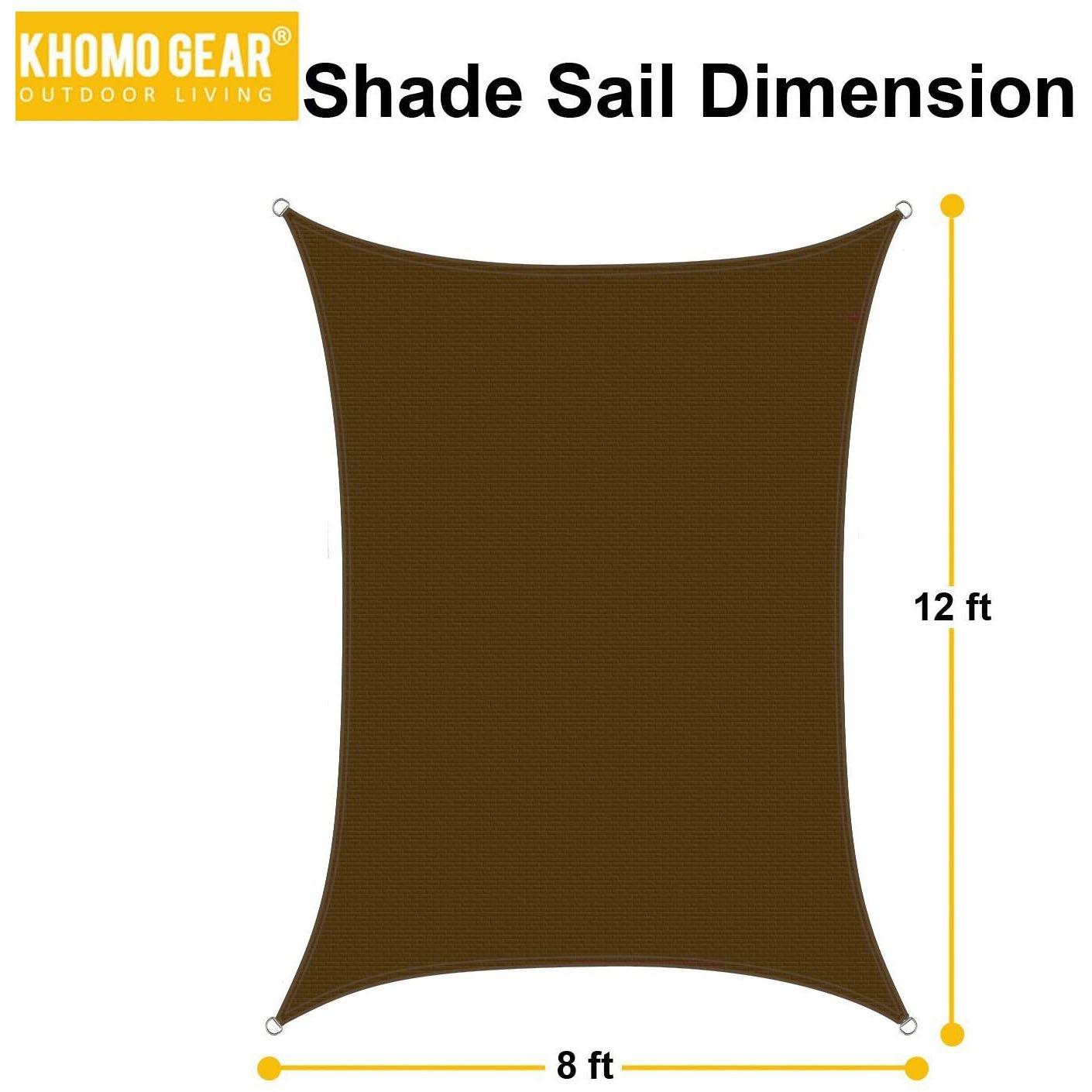8' x 12' Sun Shade Sail, Brown