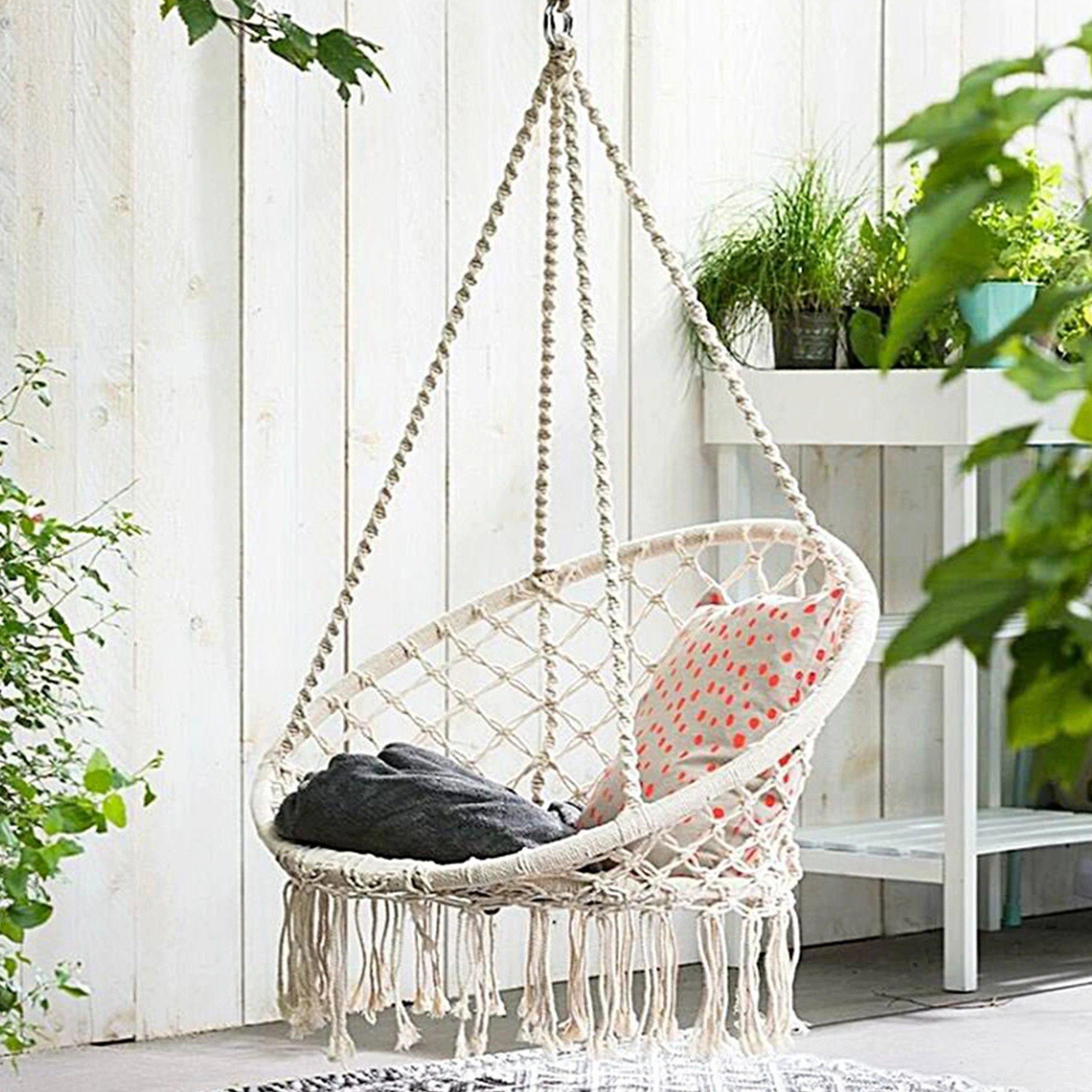 Macrame Chair Hammock, White