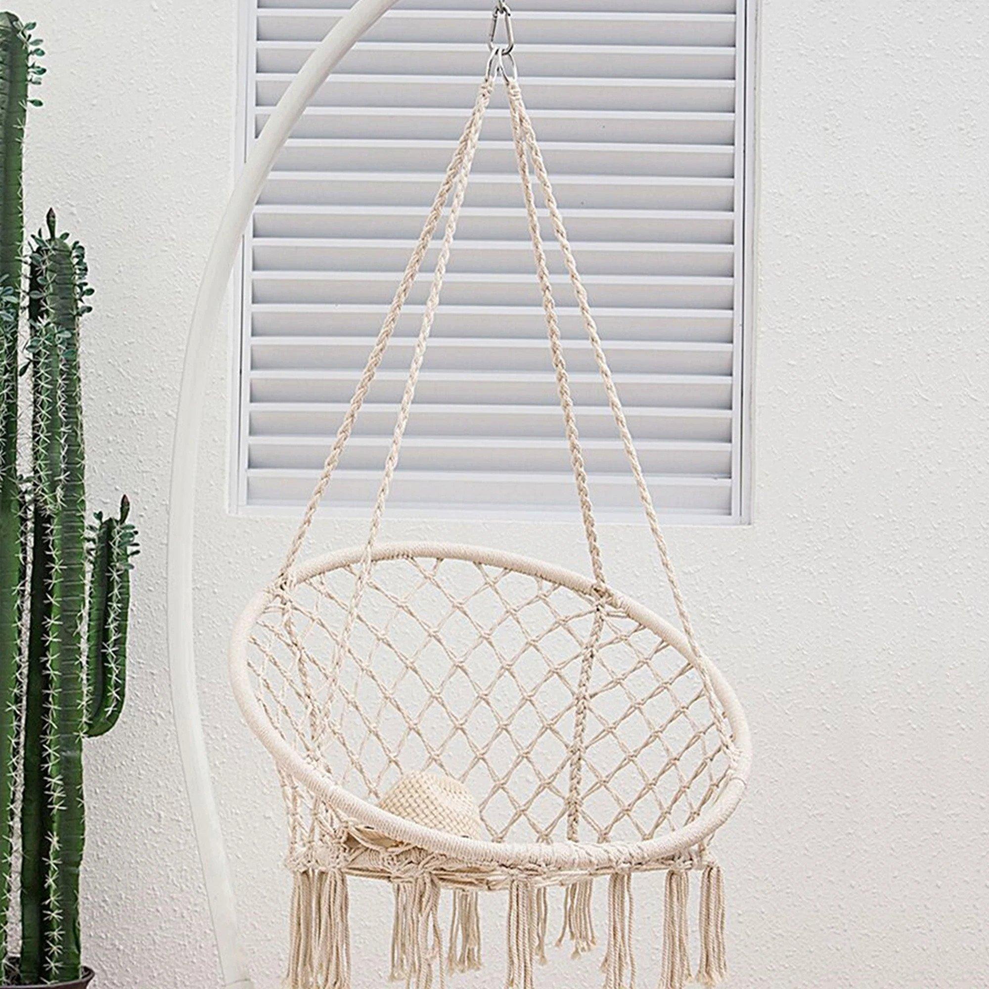 Macrame Chair Hammock, White