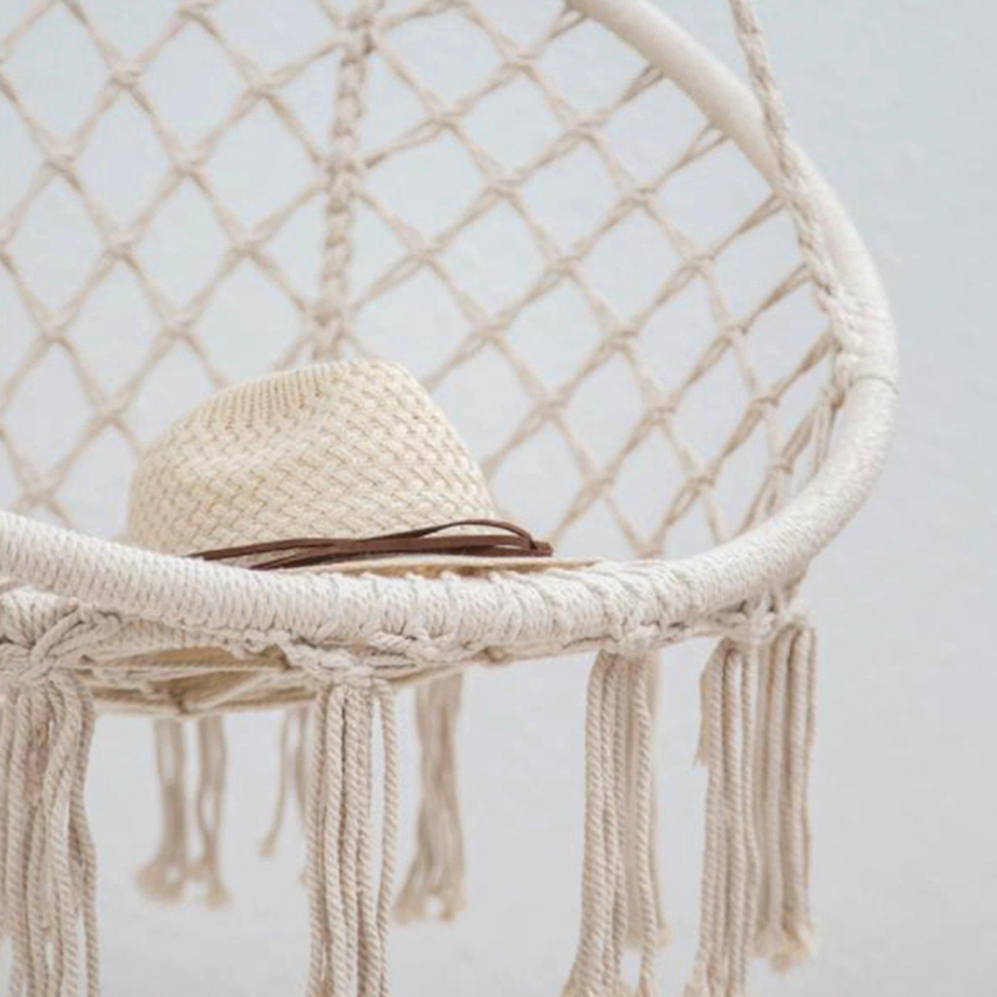 Macrame Chair Hammock, White