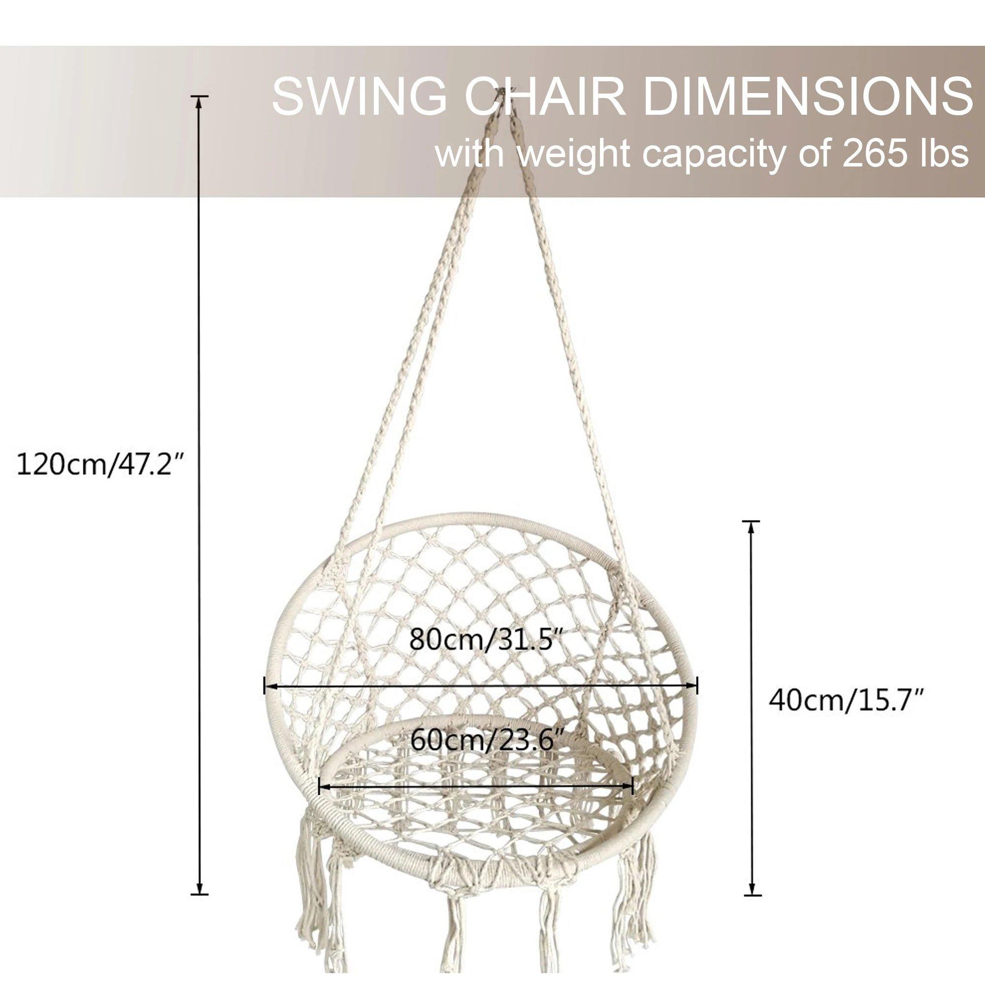 Macrame Chair Hammock, White