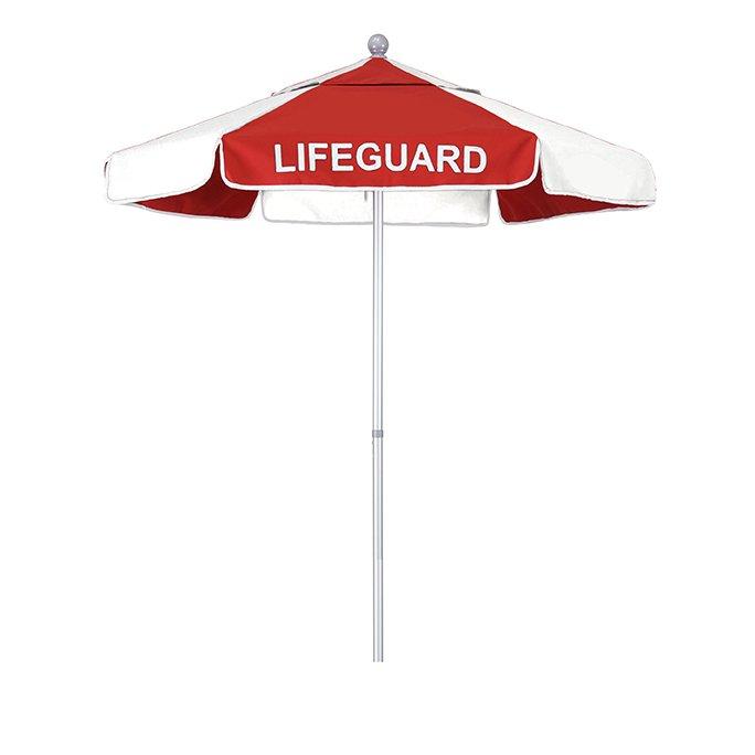 6' Lifeguard Logo Umbrella, Red