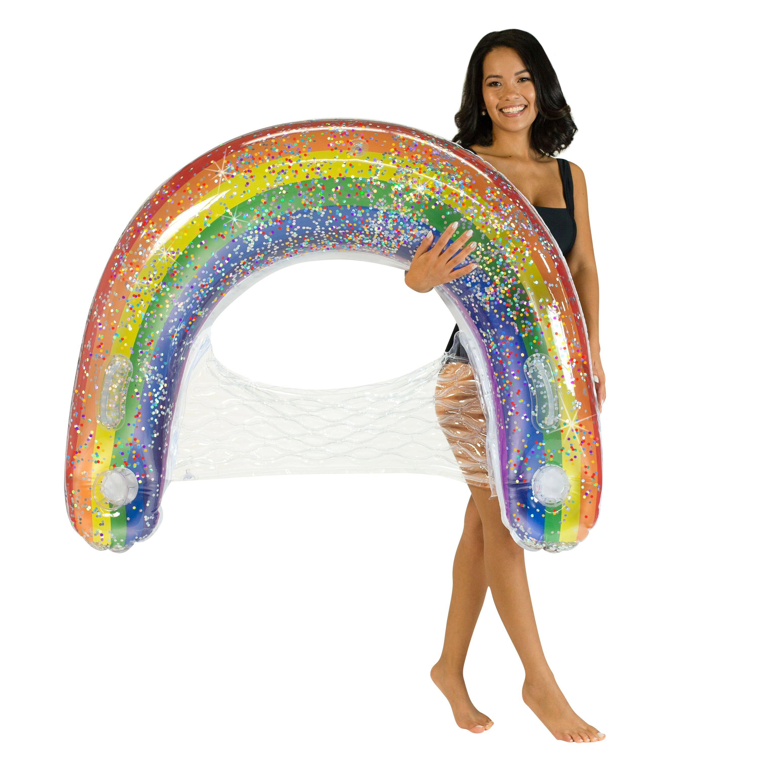 Pool Candy  Inflatable Rainbow Classic Glitter Sun Chair 48"