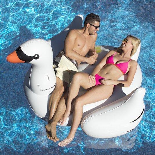 Inflatable Swan Float with Cup-Holders