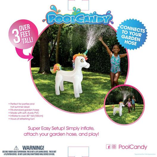 Pool Candy Inflatable Unicorn Sprinkler Over 3 Feet Tall Free Shipping