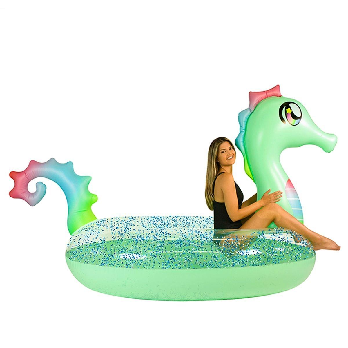 Gigantic Glitter Seahorse Pool Raft