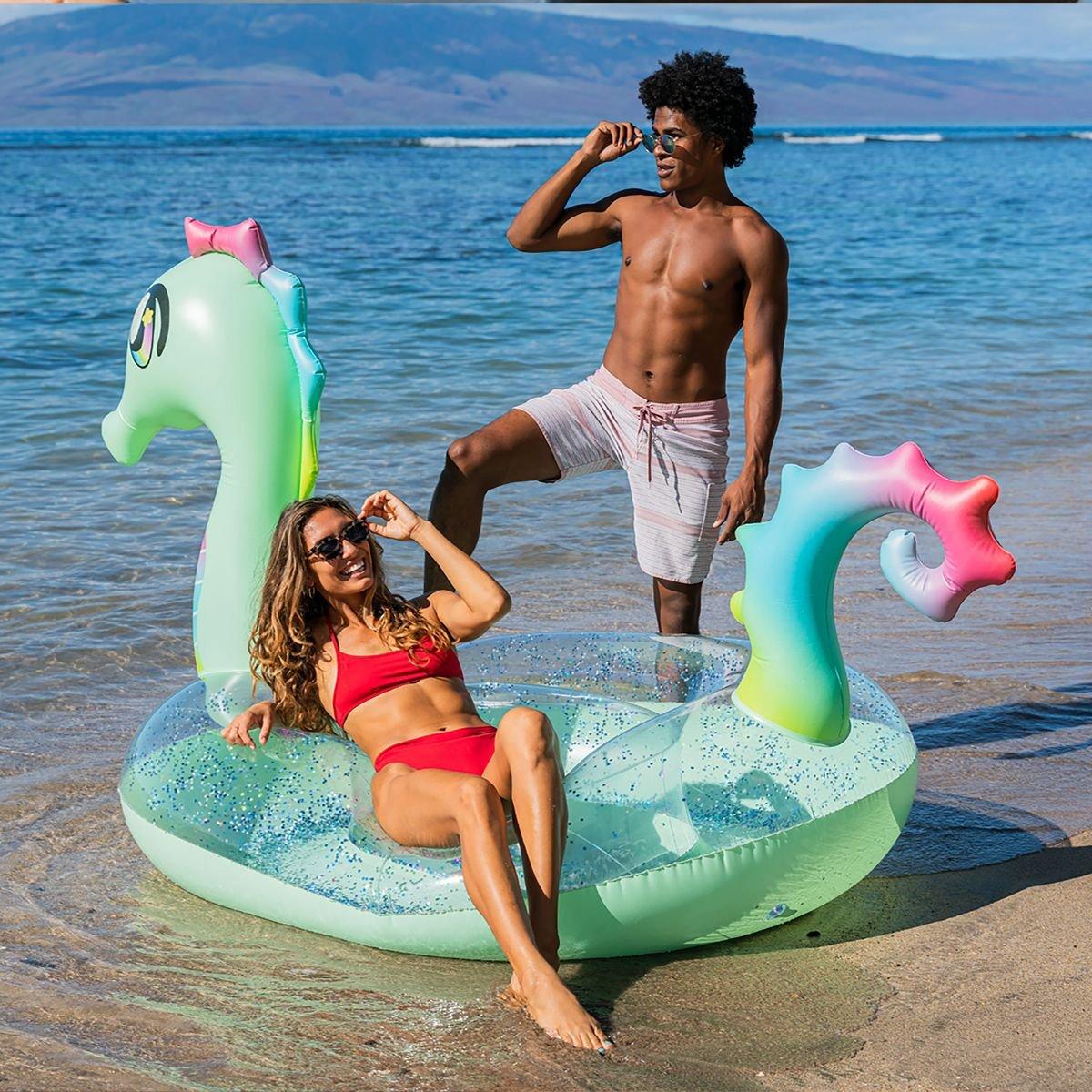 Gigantic Glitter Seahorse Pool Raft