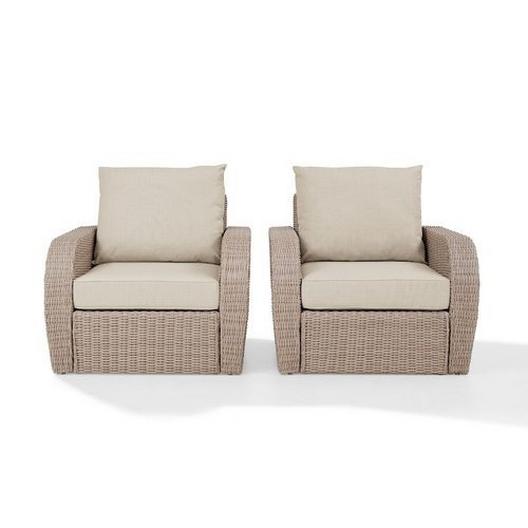 Crosley  St Augustine 2-Piece Wicker Set and Oatmeal Cushions with Two Armchairs