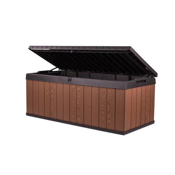 Keter Darwin 100 Gallon Resin Large Deck Box, Brown In The Swim
