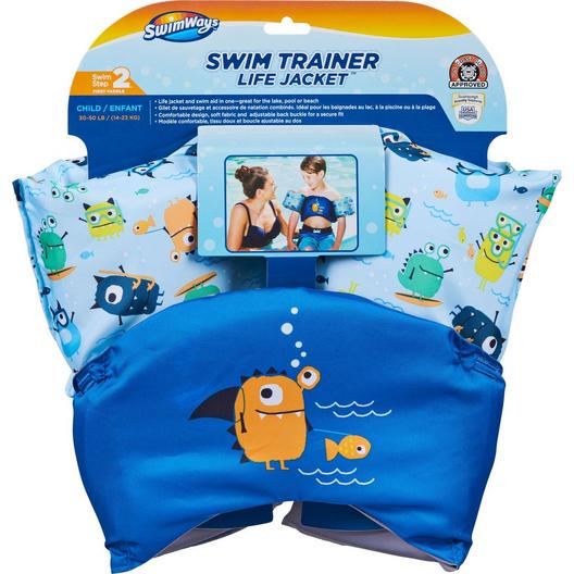 Swimways  Swim Trainer Life Jacket Blue Sea Monster