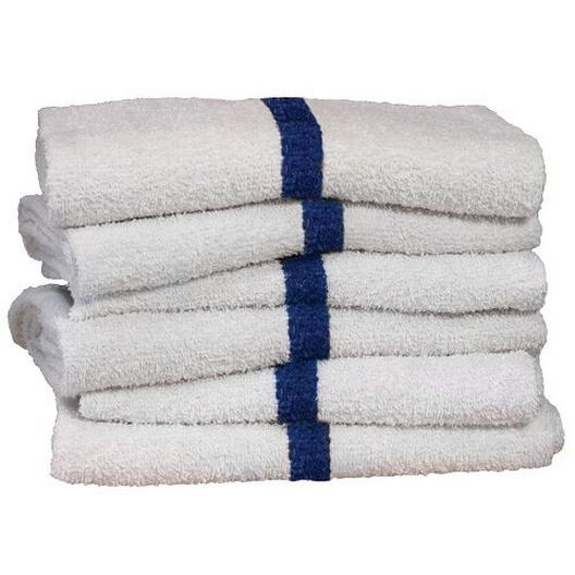 United Textile Supply  Commercial Pool Towels  White/Blue Stripe 22x44 101049