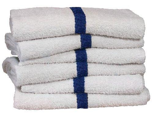 United Textile Supply  Commercial Pool Towels  White/Blue Stripe 22x44 101049