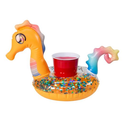 Pool Candy  Glitter Seahorse Pool Tube with Drink Float