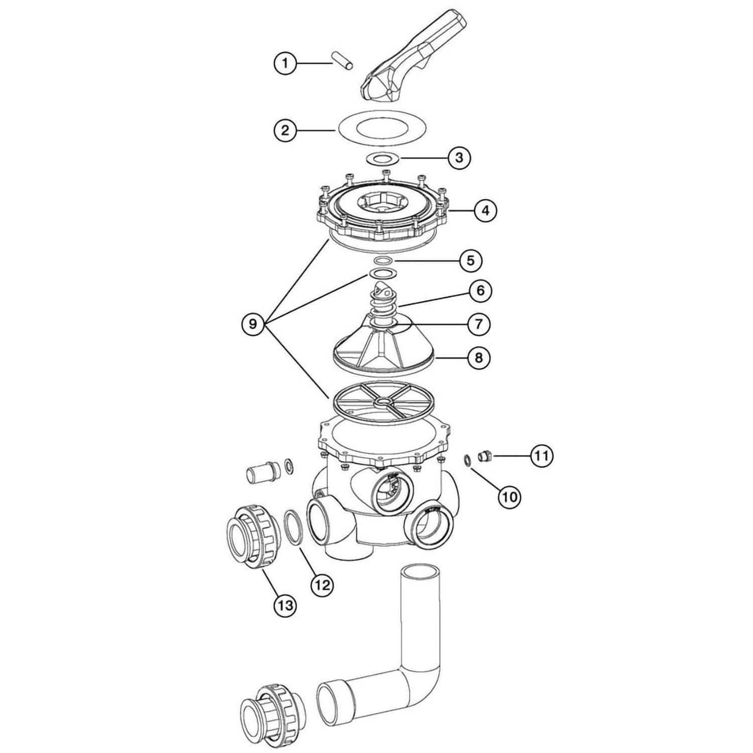 Astral 2 Backwash Valve Side Mount 09848 18676 28225 28226 Pool Multiport Valve Parts