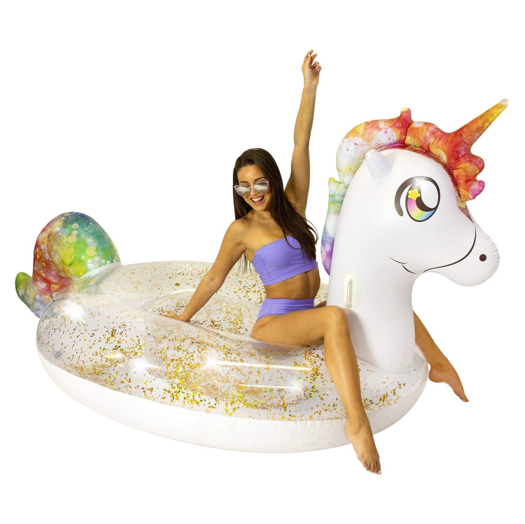 Pool Candy  Gigantic Glitter Unicorn Float Raft