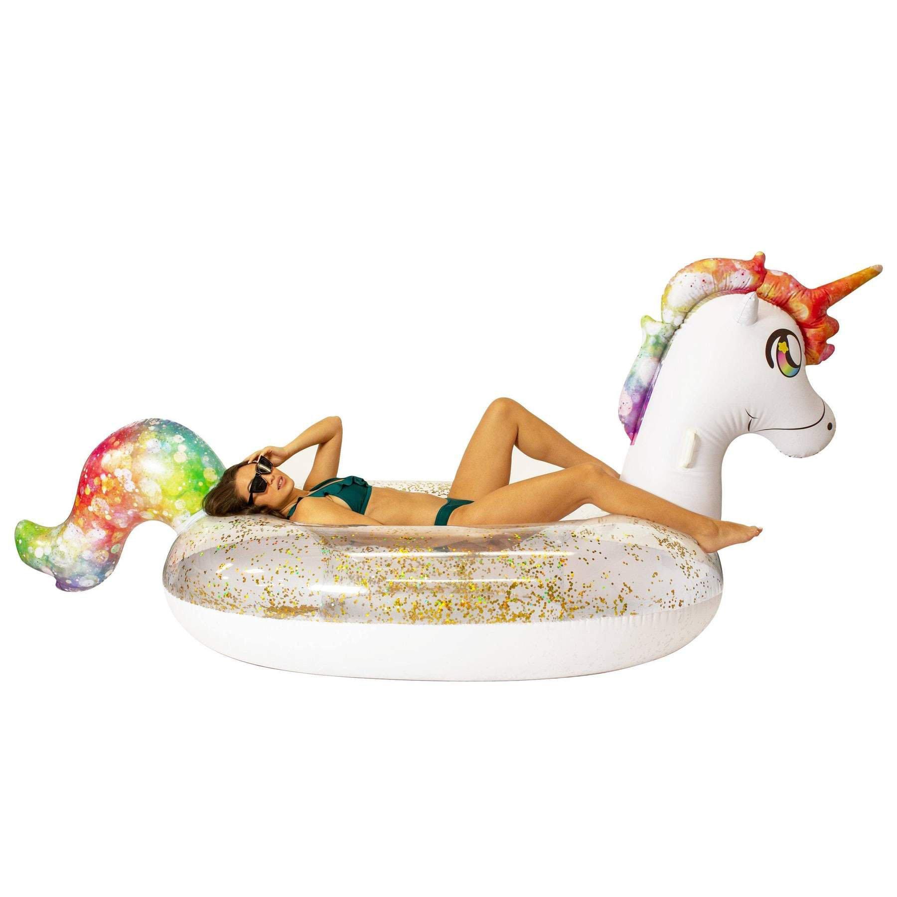 Pool Candy  Gigantic Glitter Unicorn Float Raft