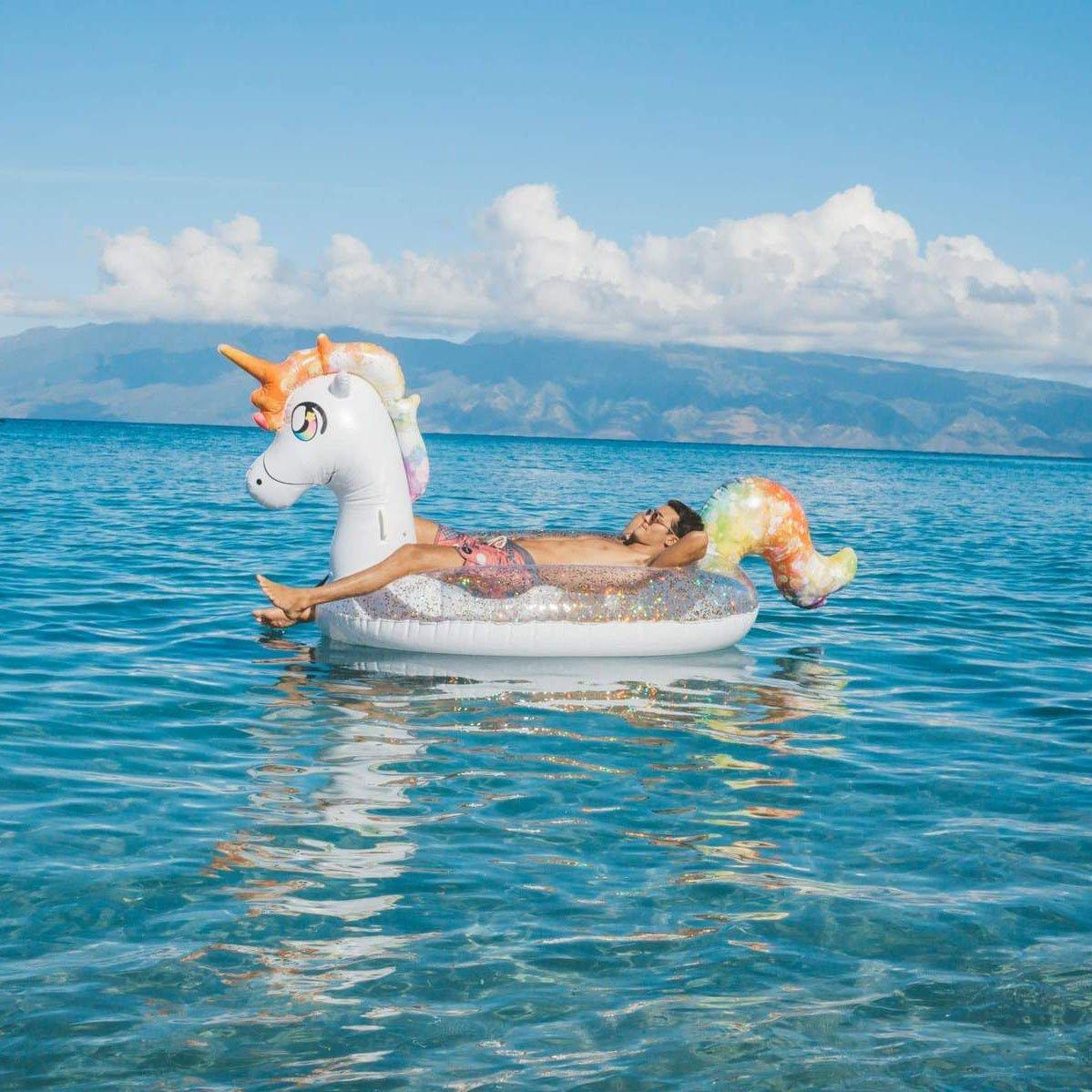 Pool Candy  Gigantic Glitter Unicorn Float Raft