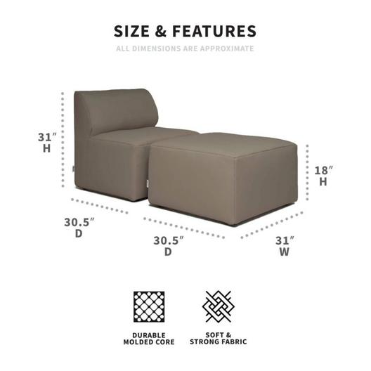 Big Joe  Patio 2-Piece Sectional Couch Castor Gray