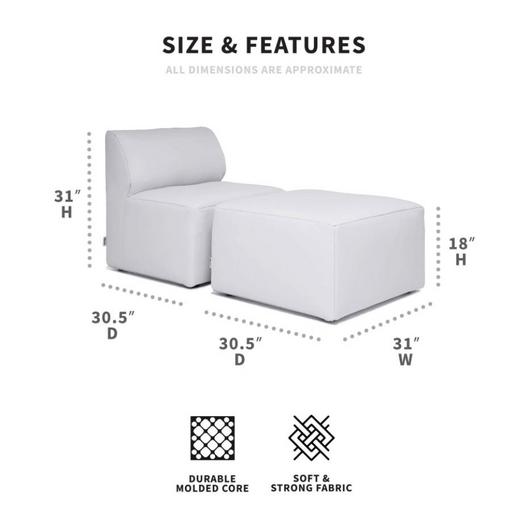 Big Joe  Patio 2-Piece Sectional Couch Light Gray