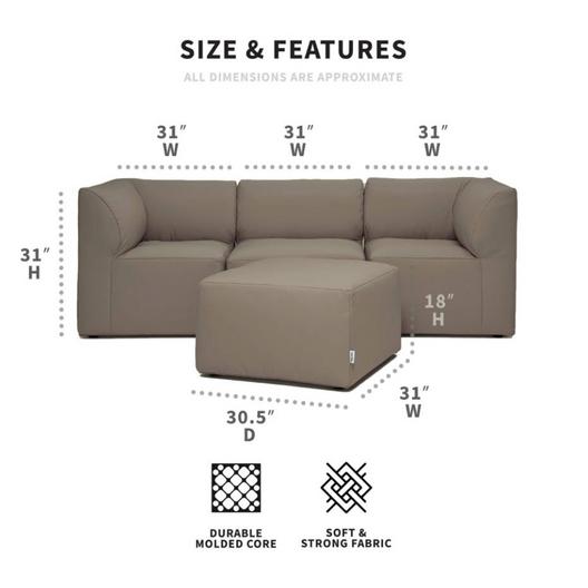 Big Joe  Patio 4-Piece Sectional Couch Castor Gray