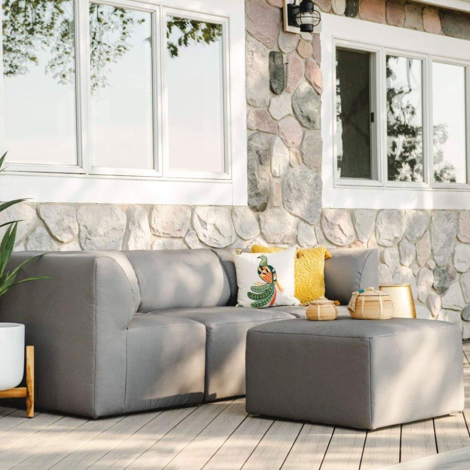 Big Joe  Patio 4-Piece Sectional Couch Granite