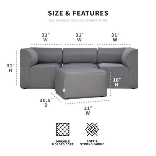 Big Joe  Patio 4-Piece Sectional Couch Granite
